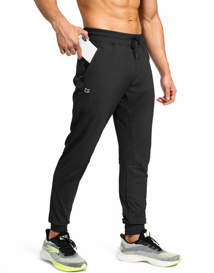 Picture of G Gradual Men's Sweatpants with Zipper Pockets Athletic Pants Traning Track Pants Joggers for Men Soccer, Running, Workout(Black,L)
