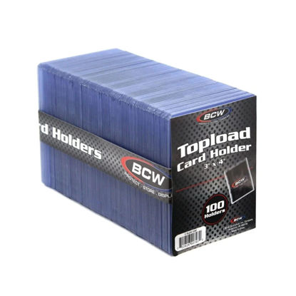 Picture of BCW 3x4 Standard Topload Card Holders - 100 Pack | Toploader Hard Plastic Card Sleeves for Baseball, Football, Basketball, Pokemon, Yugioh, MTG Cards | Clear Card Protector Sleeves