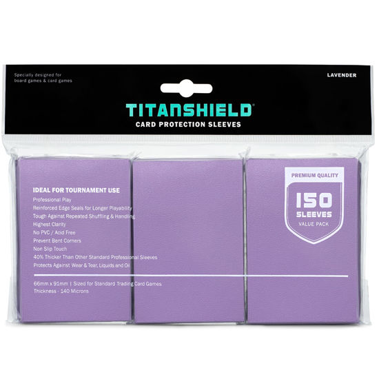 Picture of TitanShield Premium Lavender 150 Sleeves Standard Size Board Game Trading Card Sleeves Deck Protector for Magic The Gathering MTG, Baseball Collection, Dropmix