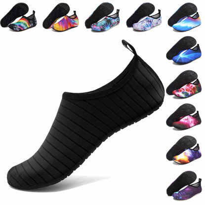 Picture of ANLUKE Water Shoes Barefoot Aqua Yoga Socks Quick-Dry Beach Swim Surf Shoes for Women Men Black/Solid 40/41