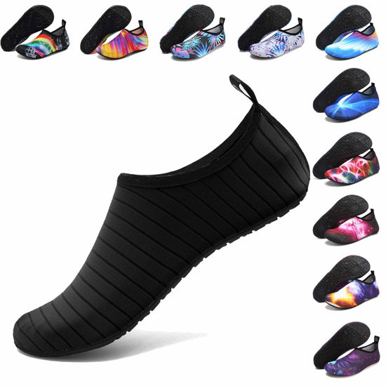 Picture of ANLUKE Water Shoes Barefoot Aqua Yoga Socks Quick-Dry Beach Swim Surf Shoes for Women Men Black/Solid 40/41