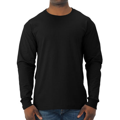 Picture of Jerzees Men's Dri-Power Cotton Blend Long Sleeve Tees, Moisture Wicking, Odor Protection, UPF 30+, Sizes S-3X, Black, Medium