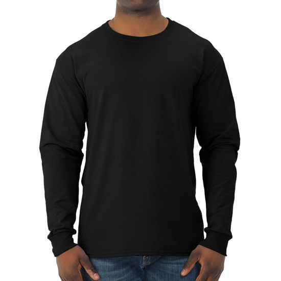 Picture of Jerzees Men's Dri-Power Cotton Blend Long Sleeve Tees, Moisture Wicking, Odor Protection, UPF 30+, Sizes S-3X, Black, Medium