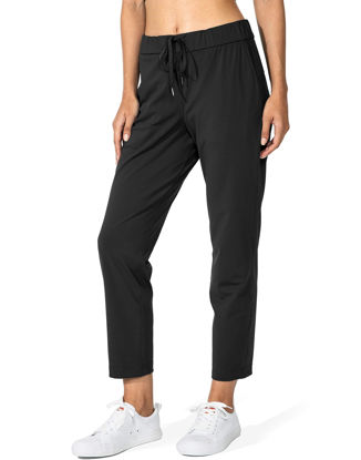 Picture of G Gradual Women's Pants with Deep Pockets 7/8 Stretch Sweatpants for Women Athletic, Golf, Lounge, Work (Black, Large)