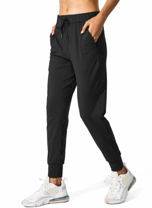 Picture of SANTINY Women's Joggers Pants Pockets Drawstring Running Sweatpants for Women Lounge Workout Jogging(Black_M)