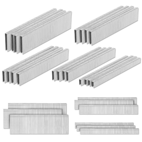 Picture of PINOZE 4200-Count 18 Gauge 1/4" Narrow Crown Staples (1-1/2" 1-1/4" 1" 3/4" 1/2") & 18GA Brad Nails (2" 1" 5/8"), Heavy Duty Galvanized Upholstery Staple for Pneumatic/Electric Stapler Gun/Brad Nailer
