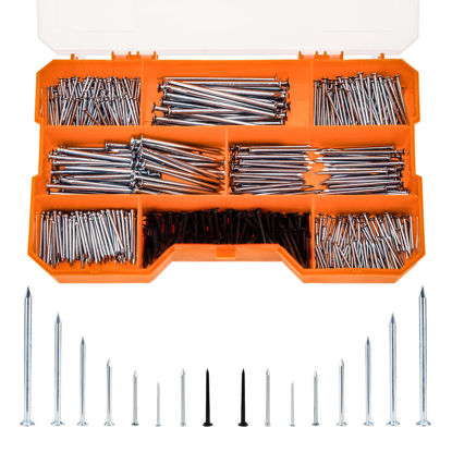 Picture of Maexxna 1080pcs Nail Assortment Kit, Small Nails, Nails, Nails for Hanging Pictures, Picture Hanging Nails, Finishing Nails, Hanging Nails, Picture Nails, Wall Nails for Hanging, Pin Nails