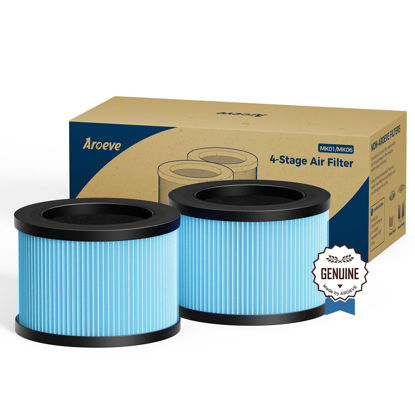 Picture of AROEVE MK01 & MK06 Air Filter Replacement 4-in-1 Air Filter for Smoke Pollen Dander Hair Smell Suitable- Standard Version(2 Pack)