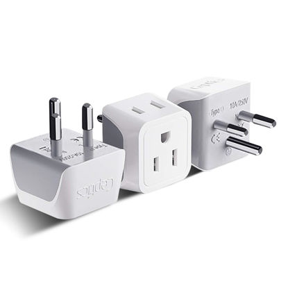 Picture of Ceptics Thailand Travel Adapter with Dual Usa Input (Type O) Ultra Compact - 3 Pack - Safe Grounded Perfect for Cell Phones, Laptops, Camera Chargers and More (CT-18)