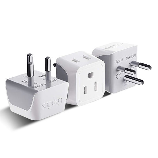 Picture of Ceptics Thailand Travel Adapter with Dual Usa Input (Type O) Ultra Compact - 3 Pack - Safe Grounded Perfect for Cell Phones, Laptops, Camera Chargers and More (CT-18)