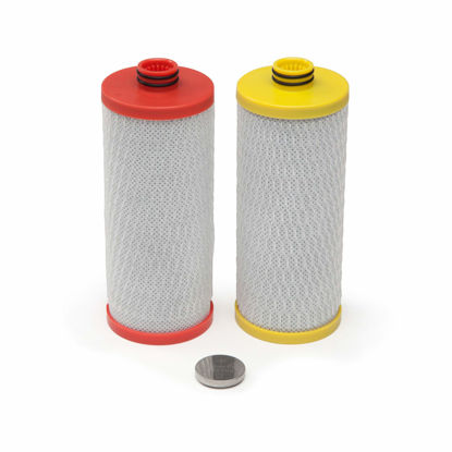 Picture of Aquasana Replacement Filter Cartridges for 2-Stage Under Sink Water Filtration System - Filters 99% Of Chlorine - 2 Count - AQ-5200R, Red and Yellow