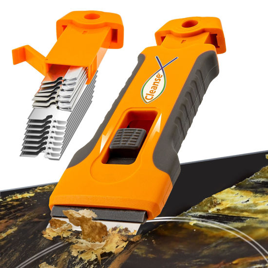 Picture of Razor Blade Scraper Tool with 15pcs Extra Blades, Cleaning Razor Scraper for Glass, Glass Top Stove Scraper for Oven Door, Cooktop Scraper, Glass Scraper Cleaning Paint from Glass