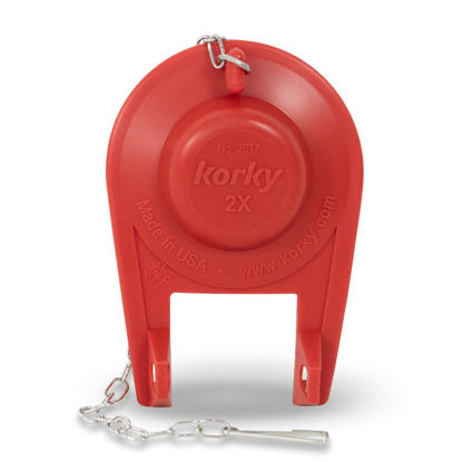 Picture of Korky 2017BP Standard 2-Inch 2X Ultra High Performance Universal Long Lasting Rubber-Easy to Install-Made in USA Toilet Flapper, 1 Count (Pack of 1), Red