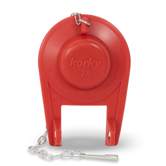 Picture of Korky 2017BP Standard 2-Inch 2X Ultra High Performance Universal Long Lasting Rubber-Easy to Install-Made in USA Toilet Flapper, 1 Count (Pack of 1), Red
