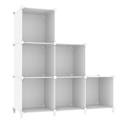 Picture of AWTATOS Cube Storage Organizer, Storage Cubes Shelves Bookshelf, 6 Cube Closet Organizers and Storage, DIY Stackable Plastic Clothes Organizer Shelving for Bedroom, Home, White