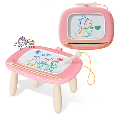 Picture of Kikidex Magnetic Drawing Board, Toddler Girl Toys for 1-2 Year Old, Doodle Board Pad Learning and Educational Toys for 1 2 3 Year Old Baby Kids Birthday Gift(Soft Pink)