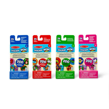 Picture of Melissa & Doug Sticker Wow!™ Mini Activity Pad and Refill Stickers 4-Pack (Dinosaur, Pets, Favorite Things, Surprise Pack 1) - 200 Stickers Each (800 Total) for Any Sticker Stamper (Not Included)