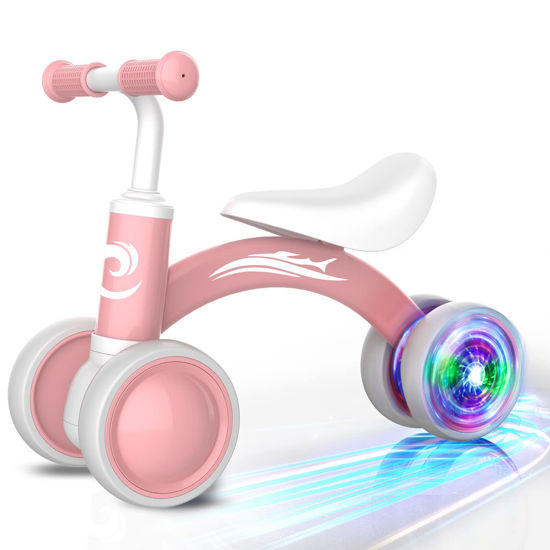 Picture of Colorful Lighting Baby Balance Bike Toys for 1 Year Old Girl Gifts, 10-36 Month Toddler Balance Bike, No Pedal 4 Silence Wheels & Soft Seat Pre-School First Riding on Toys, 1st Birthday Gifts.