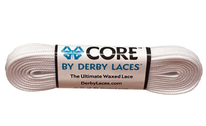 Picture of Derby Laces CORE Narrow 6mm Waxed Lace for Figure Skates, Roller Skates, Boots, and Regular Shoes (White, 96 Inch / 244 cm)