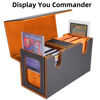 Picture of AFIING MTG Commander Card Storage Box - Fits 200 Double Sleeved Cards,3-in-1Card Deck Case,Strong Magnet Card Organizer For Magic Commander TCG CCG,4Dividers &2 Toploaders, Black/orange
