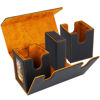 Picture of AFIING MTG Commander Card Storage Box - Fits 200 Double Sleeved Cards,3-in-1Card Deck Case,Strong Magnet Card Organizer For Magic Commander TCG CCG,4Dividers &2 Toploaders, Black/orange