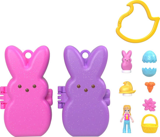 Picture of Polly Pocket x Peeps, 6 Micro Dolls & 2 Playsets with 6 Themed Accessories & Clip Keychains, Travel Toy, Partnership Compact