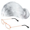 Picture of Yewong Old Lady Costume Set - Grandmother Wig,Costume Glasses,Wig Caps, Pearl Necklace, Glass Chain, Inflatable Cane, Handbag (White)