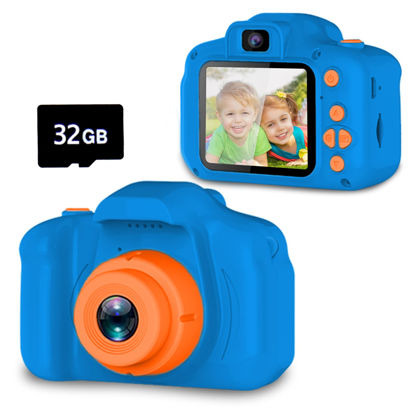 Picture of Seckton Upgrade Kids Selfie Camera, Christmas Birthday Gifts for Boys Age 3-9, HD Digital Video Cameras for Toddler, Portable Toy for 3 4 5 6 7 8 Year Old Boy with 32GB SD Card-Navy Blue