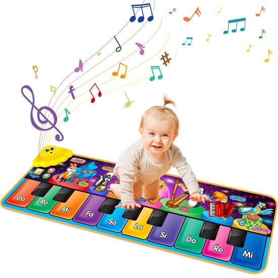 Picture of Kids Musical Piano Mats with 25 Music Sounds,Musical Toys Baby Floor Piano Keyboard Mat Carpet Animal Blanket Touch Playmat Early Education Toys for 1 2 3 4 5 6+ Year Girls Boys Toddlers