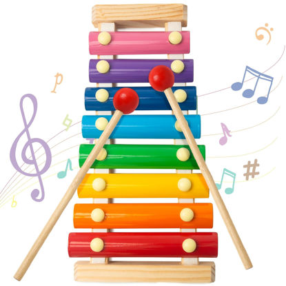 Picture of MCPINKY Xylophone for Kids, Xylophone Musical Toy with Child Safe Mallets Educational Musical Instruments Toy for Toddlers 1-3