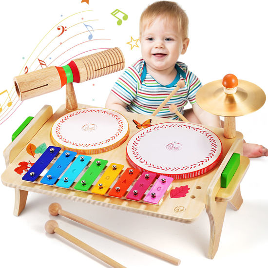 Picture of Wingyz Kids Drum Set for Toddlers Baby Music Instruments 7 in 1 Montessori Preschool Musical Toys Children Drum kit Xylophone Tambourine Birthday Gifts for Boys and Girls