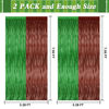 Picture of 2 Pack Football Party Decorations, 3.28 FT x 7.05 FT Football Tinsel Backdrop, Brown Green Foil Fringe Curtains Metallic Party Streamer, Football Party Supplies Game Day Decorations 2025