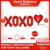 Picture of 6 Pcs Red Heart Shaped Balloons Red Letters XOXO Valentine Balloons for Valentines Day Bridal Shower Wedding Party Decorations