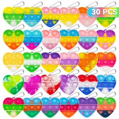 Picture of Pop Fidget Toys Bulk Its Valentines Day Gifts for Kids 30 Pack Valentines for Kids Classroom Valentines Day Party Favors Mini Heart Pop Fidget Keychain It Bulk Toys Valentine Goodie Bags Boys Girls