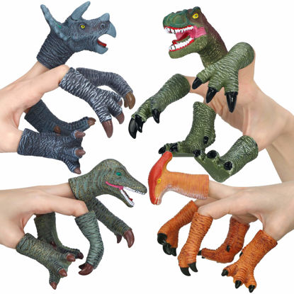 Picture of COGO MAN Dinosaur Toys Dinosaur Figure, Rubber Dinosaur Finger Puppets Set with Heads, Paws, and Feet, Bath Toys for Kids, Finger Puppets 20pcs