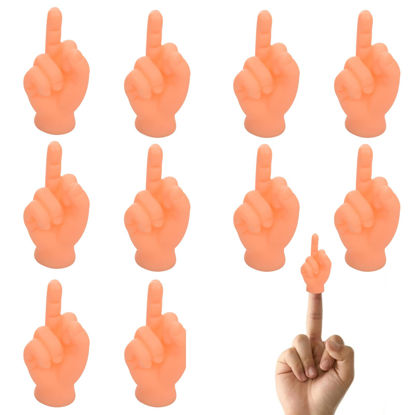 Picture of Tiny Hands for Fingers 10 Pcs Tiny Hands (Middle Finger Sign) Premium Rubber Little Tiny Finger Hands Cute Mini Hand Puppet Finger Puppets