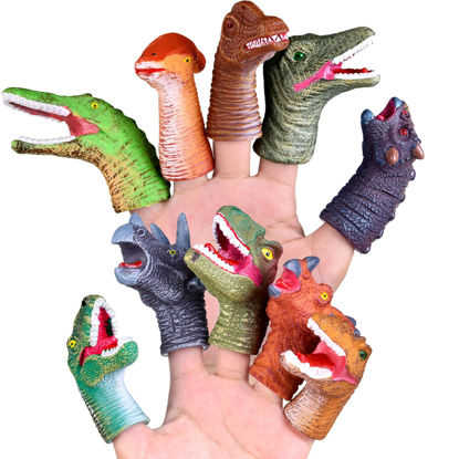 Picture of 10 PCS Dinosaur Finger Puppets for Kids, Dino Finger Toys Birthday Gift for Party Decorations,10 Types of Dinosaur Party Favors for Boys, Kids Prize Box, Goodie Stuffers Dinosaurs Toys for Kids 1-5