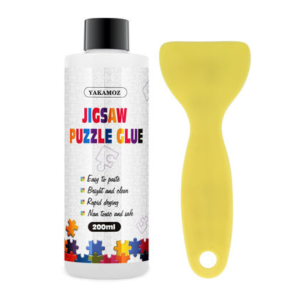 Picture of YAKAMOZ Updated Jigsaw Puzzle Glue with Applicator for Adults Clear Water-Soluble Special Craft Puzzle Glue, Non-Toxic and Quick Dry for 3000/4500/5000 Pieces of Puzzle,200ML