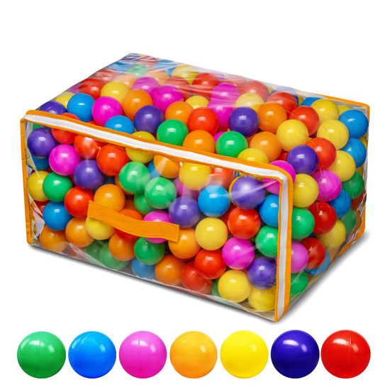 Picture of Vanland Ball Pit Balls for Baby and Toddler Phthalate Free BPA Free Crush Proof Plastic - Multicolored Pit Balls in Reusable Play Toys for Kids with Storage Bag