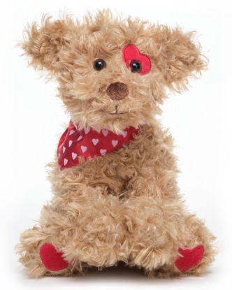 Picture of Bearington Harry Hugglesmore The Valentine's Day Stuffed Animal, 11 Inch Brown Puppy Stuffed Animal, Ideal for Valentine's Day Gifts