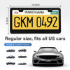Picture of QUANQIUFEI 2 Pack License Plate Frames, Stainless Steel Car License Plate Cover Car Accessories with Screw Caps (Black)