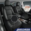 Picture of Skechers Memory Foam Leather Car Seat Covers, Air Cool Mesh Thick Seat Covers, Two Front car seat Protector, Airbag Compatible, Automotive Comfort Protection for Most Cars, Vans, Trucks, SUV (Black)