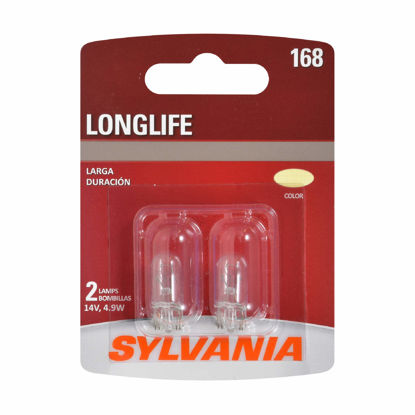Picture of SYLVANIA - 168 Long Life Miniature - Bulb, Ideal for Interior Lighting - Map, Dome, Truck, Cargo and License Plate (Contains 2 Bulbs)