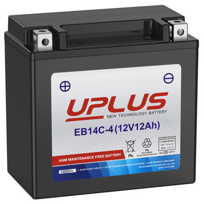 Picture of ATV Battery YTX14-BS, UPLUS EB14C-4 Scooter Snowmobile UTV Motorcycle Battery Maintenance Free - Sealed AGM Powersports Batteries Compatible with Honda Suzuki Kawasaki Yamaha