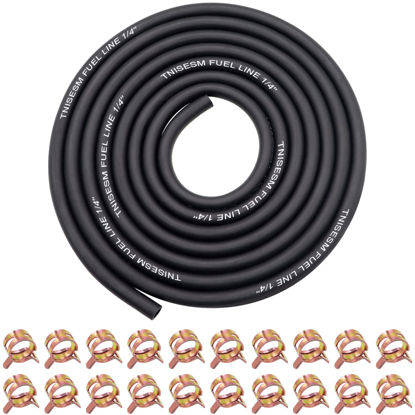 Picture of Tnisesm 1/4 Inch ID Fuel Line Hose 10 Feet + 20Pcs 2/5" ID Hose Clamps for Kawasaki Kohler Briggs & Stratton Small Gas Diesel Powersports Engines and Generators