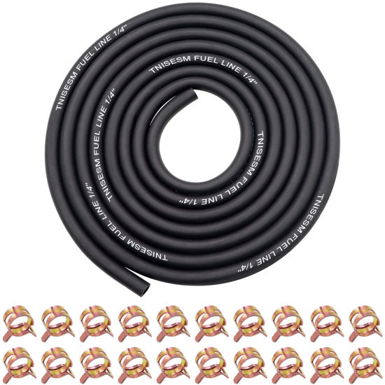 Picture of Tnisesm 1/4 Inch ID Fuel Line Hose 10 Feet + 20Pcs 2/5" ID Hose Clamps for Kawasaki Kohler Briggs & Stratton Small Gas Diesel Powersports Engines and Generators
