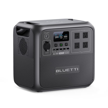 Picture of BLUETTI AC180 Portable Power Station, 1152Wh LiFePO4 Battery Backup w/ 4 1800W (2700W peak) AC Outlets, 0-80% in 45Min, Solar Generator for Camping, Off-grid, Power Outage