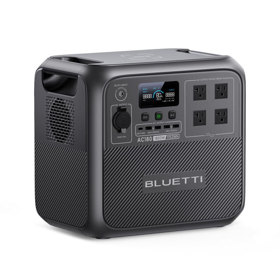 Picture of BLUETTI AC180 Portable Power Station, 1152Wh LiFePO4 Battery Backup w/ 4 1800W (2700W peak) AC Outlets, 0-80% in 45Min, Solar Generator for Camping, Off-grid, Power Outage