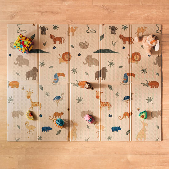 Picture of Nuby Reversible Baby Floor Mat - Foldable and Lightweight Baby Play Mat for Floor - Easy Storage and Travel - Safari