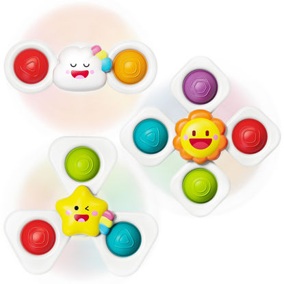 Picture of SpringFlower Suction Cup Spinner Toys, Baby Bath Toys for 12 18 Months Boy&Girl, Sensory Toys Bath Toys Travel Table Toy for Toddlers, Birthday Baby Gifts for 1 2 3 Year Old Toddler